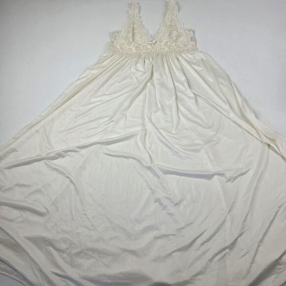 Shadowline Nightgown Womens Medium Ivory Lace Bodice Long Maxi Sleepwear V-Neck - Picture 8 of 16